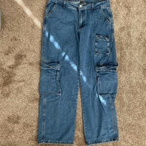 SHEIN Light Blue Denim Jeans with Contrast Stitching